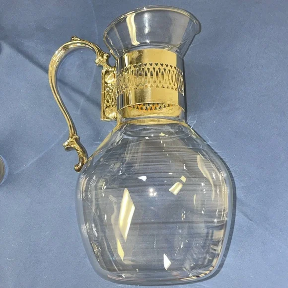 Vintage Kent Silversmith Glass Pitcher Carafe + Silver Pedestal Warmer Stand - Picture 11 of 13